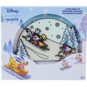Disney Loungefly Mickey & Friends Winter Wonderland 3 inch Sliding Pin NEW Moves